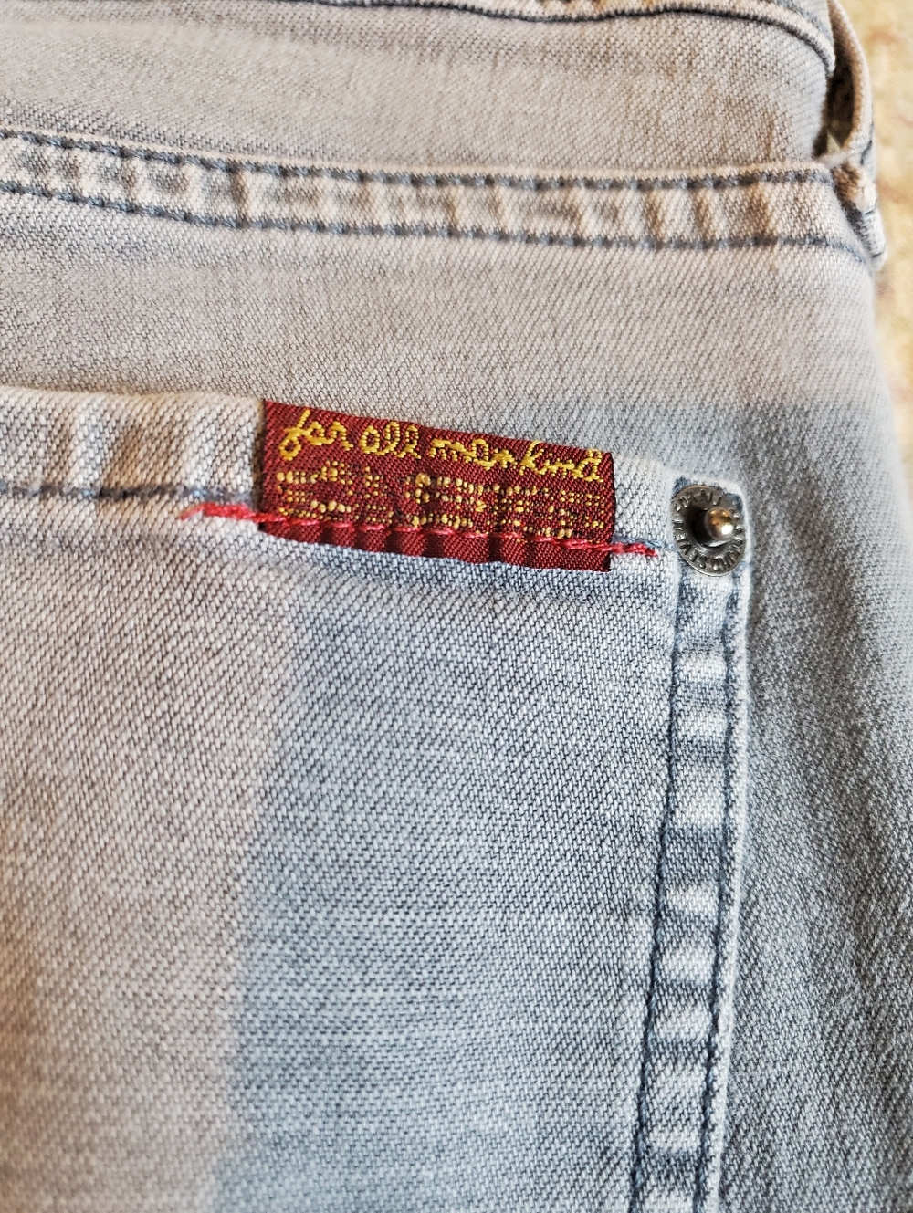 7 For All Mankind Size 28x34 Roxanne Skinny Light Grey Side Leg Zipper - Picture 8 of 11